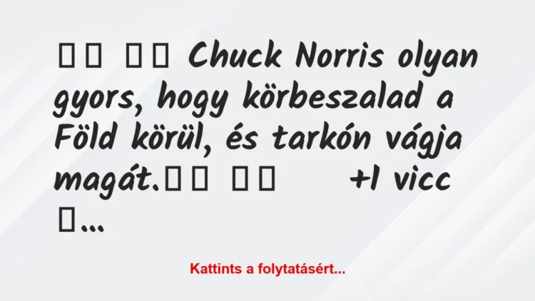 Vicc: 
		  
		  Chuck Norris olyan gyors, hogy körbeszalad a Föld…