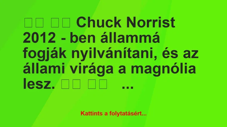 Vicc: 
		  
		  Chuck Norrist 2012 – ben állammá fogják…