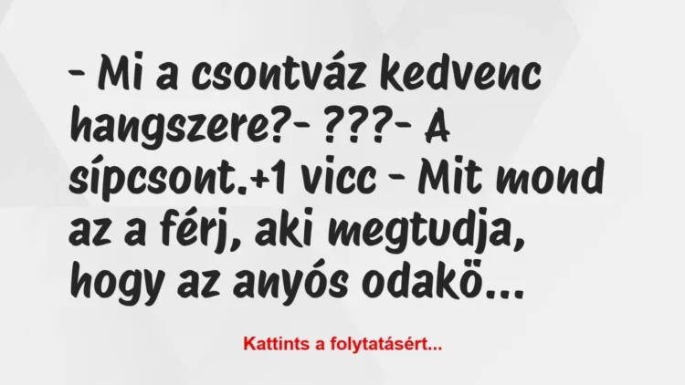 Vicc: – Mi a csontváz kedvenc hangszere?

– ???

– A sípcsont.