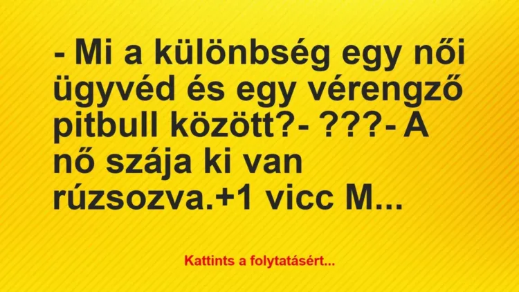 Vicc: – Mi a különbség egy női ügyvéd és egy vérengző pitbull között?

-…