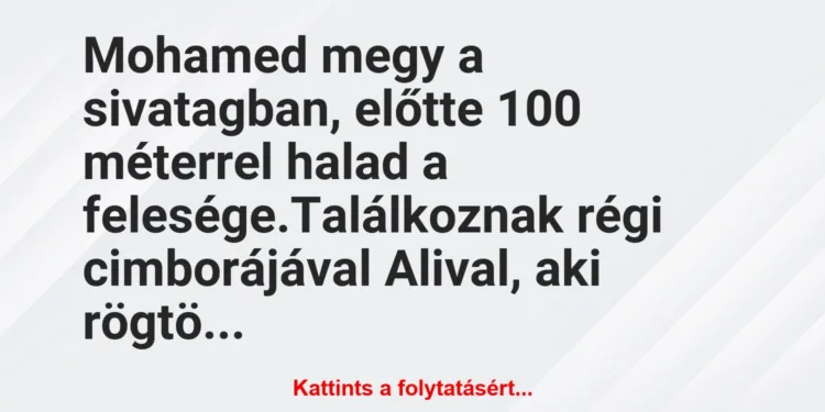 Vicc: Mohamed megy a sivatagban, előtte 100 méterrel halad a…