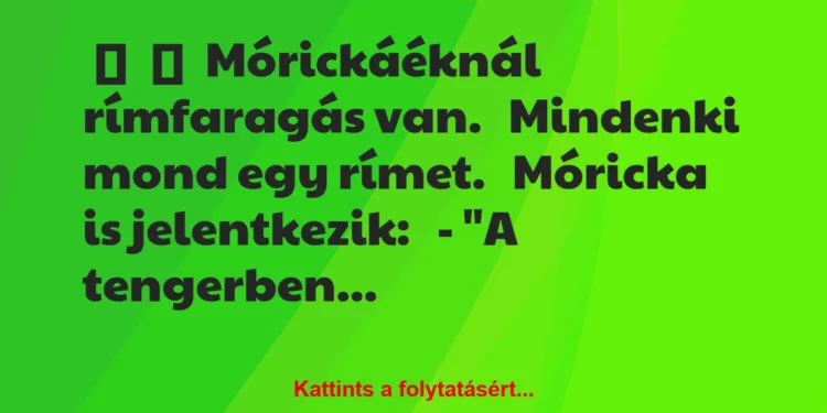 Vicc:
Mórickáéknál rímfaragás van.Mindenki mond egy…