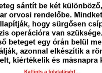 Vicc: NAPI POÉN: Két beteg sántít be két különböző, magyar orvosi rendelőbe