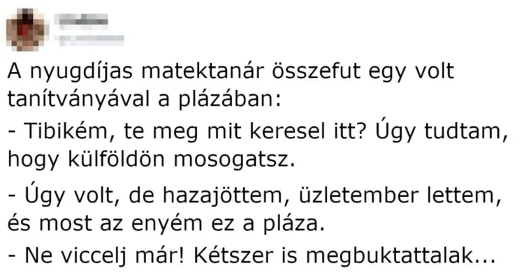 Vicc: POÉN: A nyugdíjas matektanár összefut egy volt tanítványával