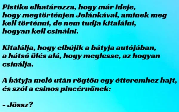 Vicc: Pistike elhatározza, hogy már ideje, hogy megtörténjen…