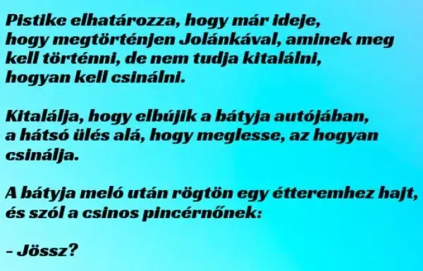 Vicc: Pistike elhatározza, hogy már ideje, hogy megtörténjen…