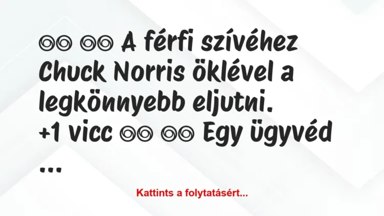 Vicc: 
		  
		  A férfi szívéhez Chuck Norris öklével a…