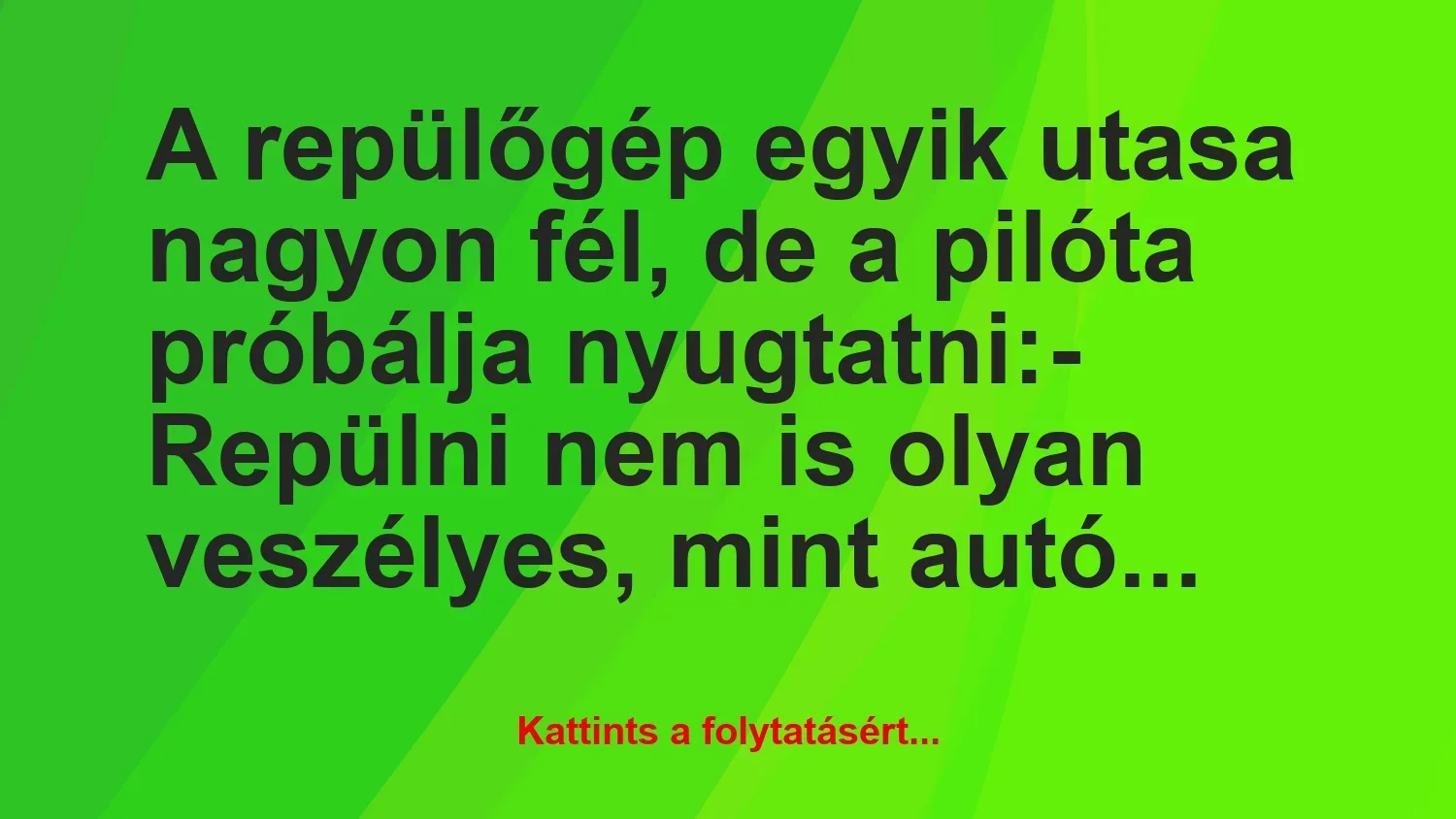 Vicc: A repülőgép egyik utasa nagyon fél, de a pilóta próbálja…