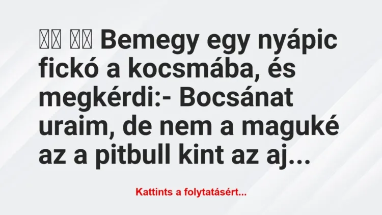 Vicc: 
		  
		  Bemegy egy nyápic fickó a kocsmába, és…