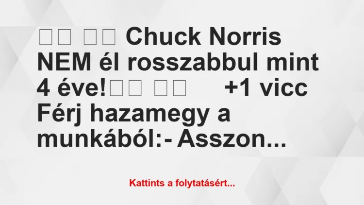 Vicc:
Chuck Norris NEM él rosszabbul mint 4 éve!		 …