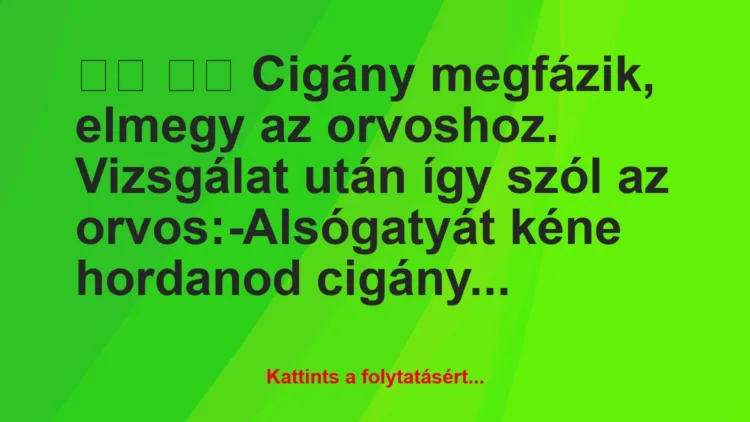 Vicc: 
		  
		  Cigány megfázik, elmegy az orvoshoz. Vizsgálat…