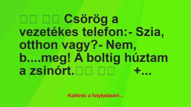 Vicc:
Csörög a vezetékes telefon:- Szia, otthon…