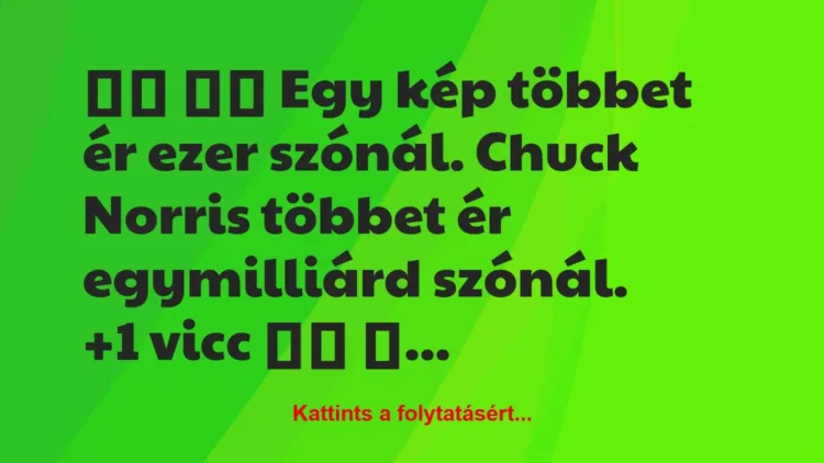 Vicc: 
		  
		  Egy kép többet ér ezer szónál. Chuck Norris…