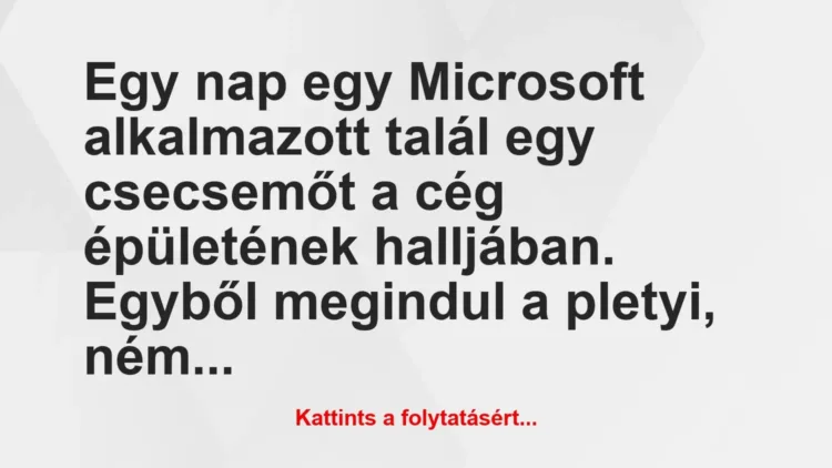 Vicc: Egy nap egy Microsoft alkalmazott talál egy csecsemőt a cég épületének…