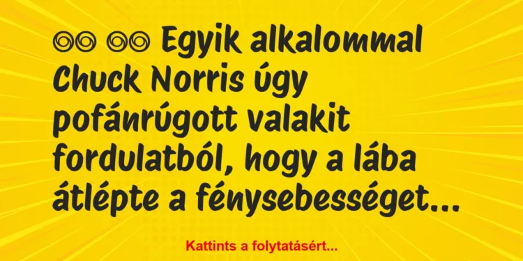 Vicc:
Egyik alkalommal Chuck Norris úgy pofánrúgott…