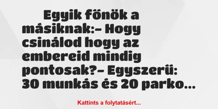 Vicc:
Egyik főnök a másiknak:- Hogy csinálod hogy a…