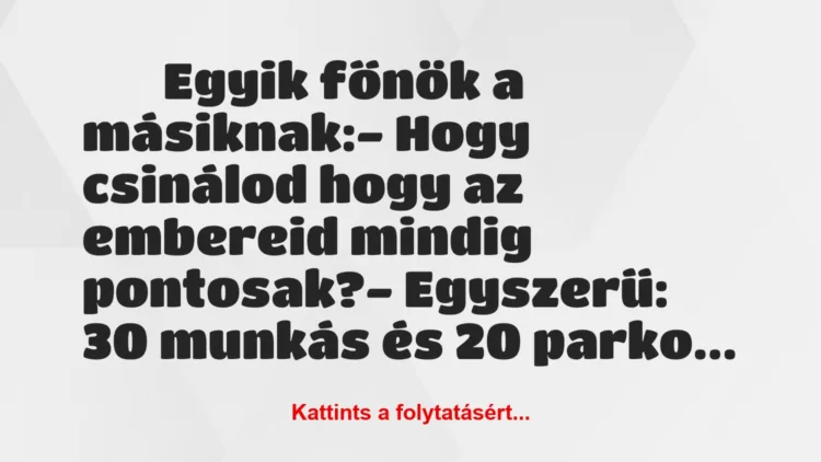 Vicc:
Egyik főnök a másiknak:- Hogy csinálod hogy a…