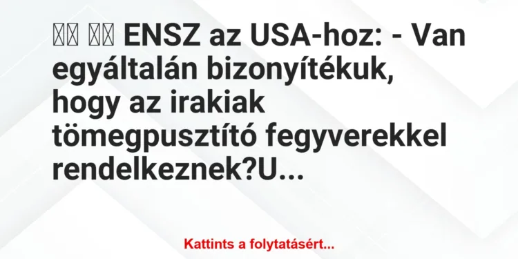 Vicc:
ENSZ az USA-hoz: – Van egyáltalán…