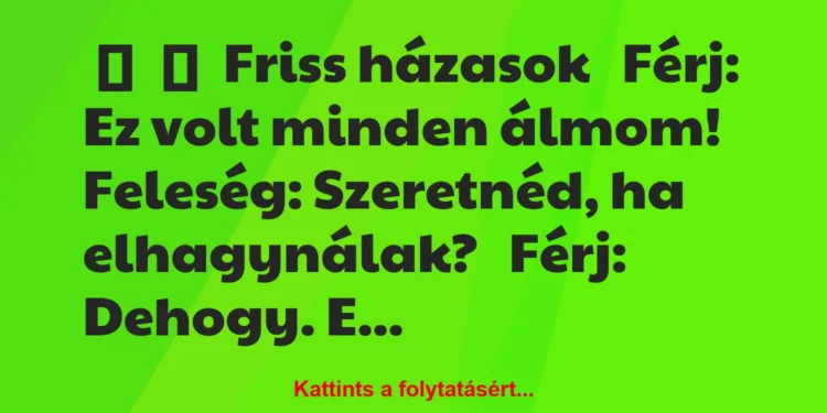 Vicc:
Friss házasokFérj: Ez volt minden…