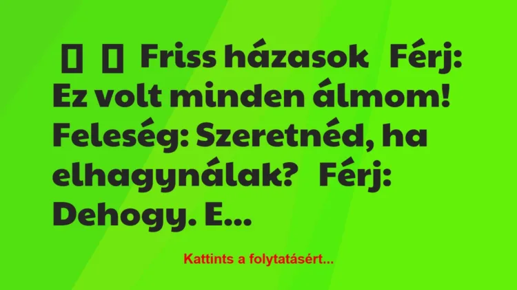 Vicc:
Friss házasokFérj: Ez volt minden…