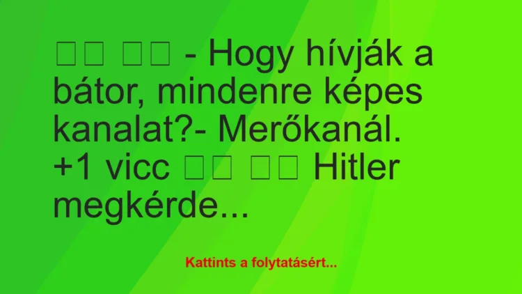 Vicc:
– Hogy hívják a bátor, mindenre képes kanalat?