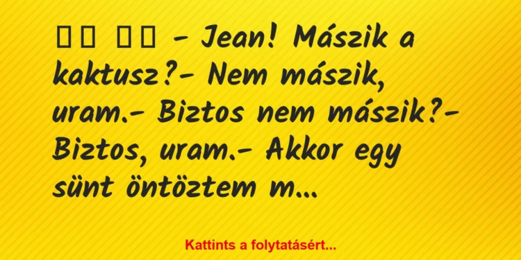 Vicc:
– Jean! Mászik a kaktusz?- Nem mászik,…