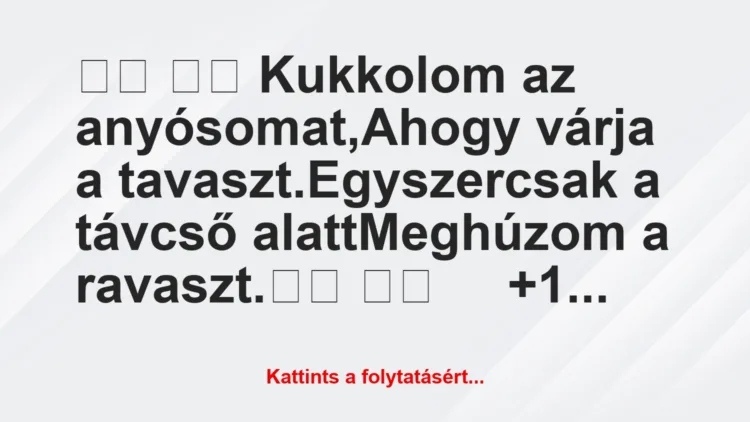 Vicc:
Kukkolom az anyósomat,Ahogy várja a…