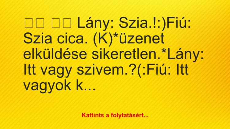 Vicc:
Lány: Szia.!:)Fiú: Szia cica. (K)*üzenet …