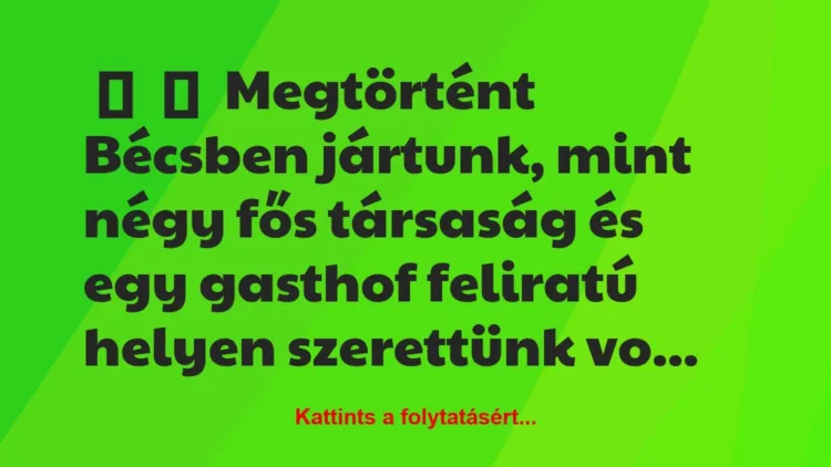 Vicc: 
	    	    Megtörtént


Bécsben jártunk, mint négy fős társaság…