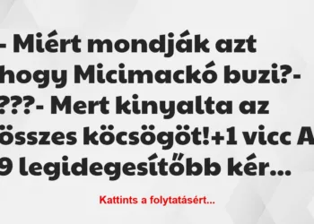 Vicc: – Miért mondják azt hogy Micimackó buzi?– ???– Mert…