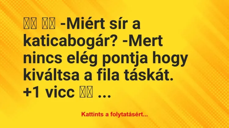 Vicc: 
		  
		  -Miért sír a katicabogár? -Mert nincs elég…