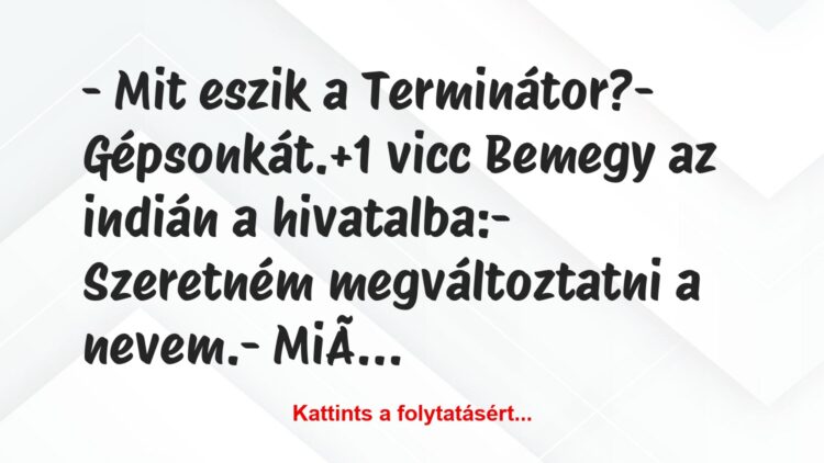 Vicc: – Mit eszik a Terminátor?– Gépsonkát.