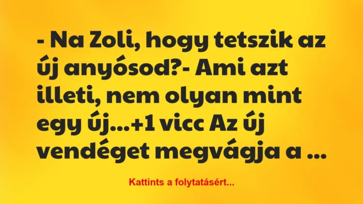 Vicc: – Na Zoli, hogy tetszik az új anyósod?– Ami azt illeti, nem…