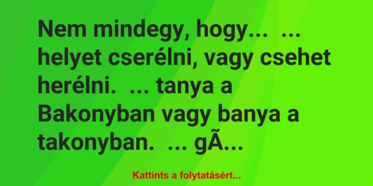 Vicc: Nem mindegy, hogy…… helyet cserélni, vagy csehet…