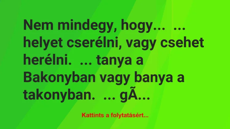 Vicc: Nem mindegy, hogy…… helyet cserélni, vagy csehet…