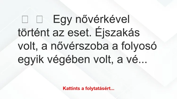 Vicces történet:Egy nővérkével történt az eset….