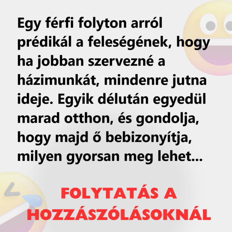 Vicc: Egy férfi prédikál a feleségének