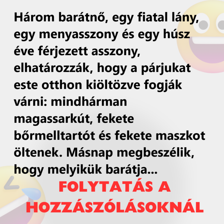 Vicc: Három barátnő elhatározza