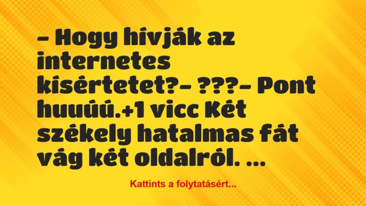 Vicc: – Hogy hívják az internetes kísértetet?

– ???

– Pont huuúú.