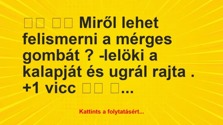 Vicc: 
		  
		  Miről lehet felismerni a mérges gombát ?…