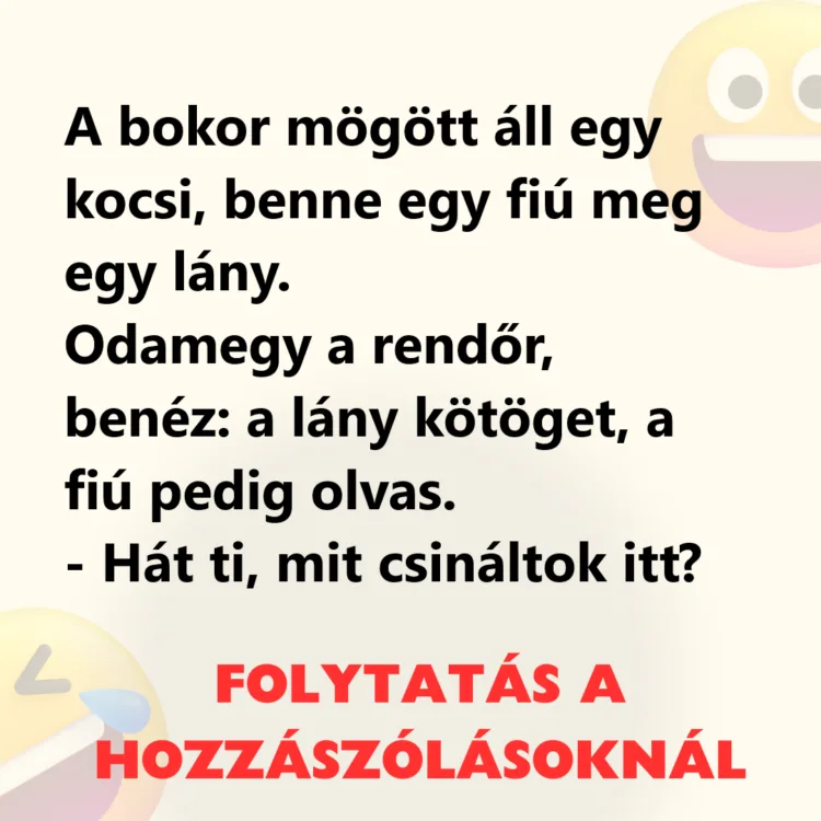 A bokor eltakarta a kocsit, melyben egy fiú és egy lány lapultak.