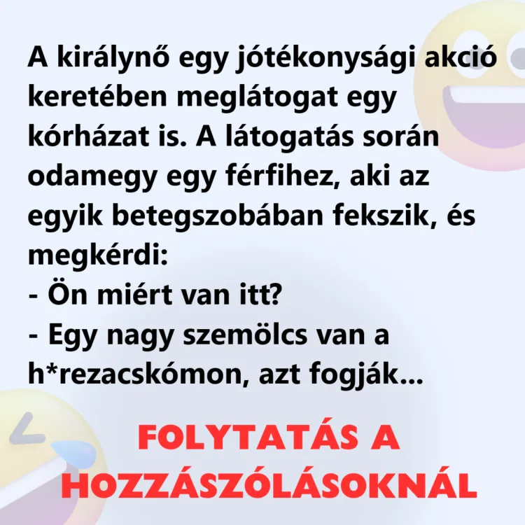 Az előkelő királynő és a zacskósztori – egy kórház jótékony látogatásának humoros története