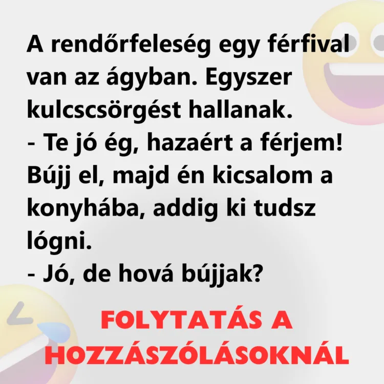 Vicc: A rendőrfeleség egy férfival van az ágyban