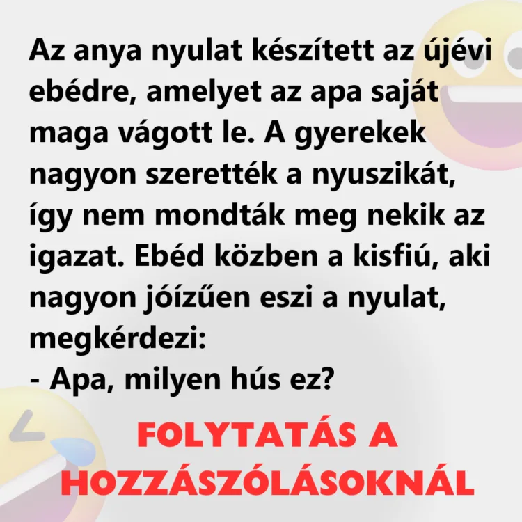 Vicc: Az anya nyulat készített az újévi ebédre