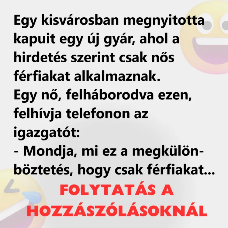 Vicc: Egy kisvárosban megnyitotta kapuit egy új gyár