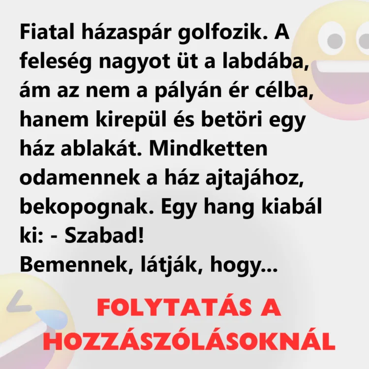 Vicc: Fiatal házaspár golfozik