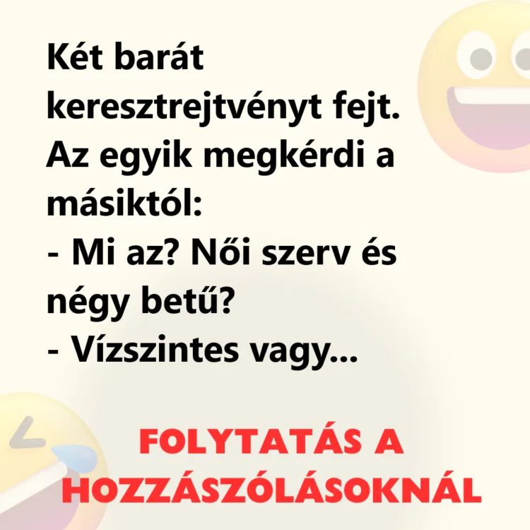 Vicc: Két barát keresztrejtvényt fejt