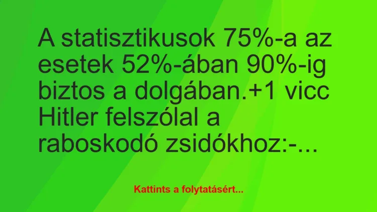 Vicc: A statisztikusok 75%-a az esetek 52%-ában 90%-ig biztos a dolgában.