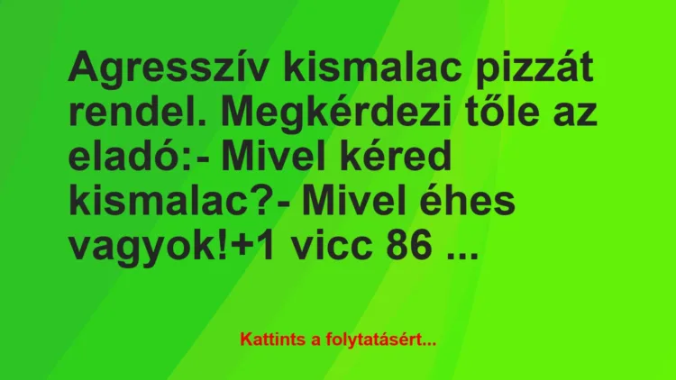 Vicc: Agresszív kismalac pizzát rendel. Megkérdezi tőle az eladó:

-…