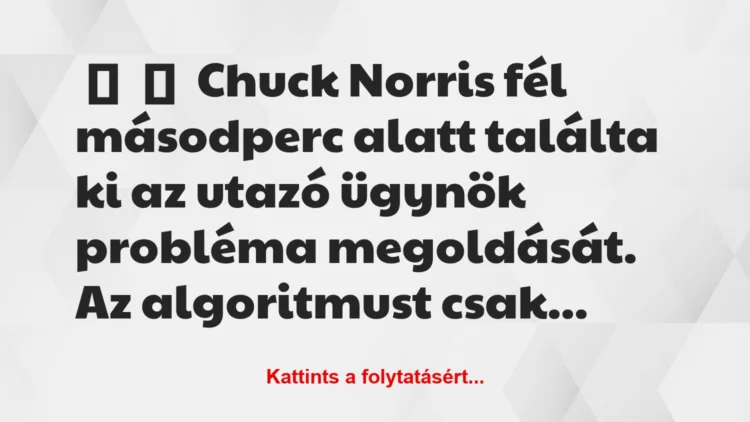 Vicc: 
	    	    Chuck Norris fél másodperc alatt találta ki az utazó ügynök…